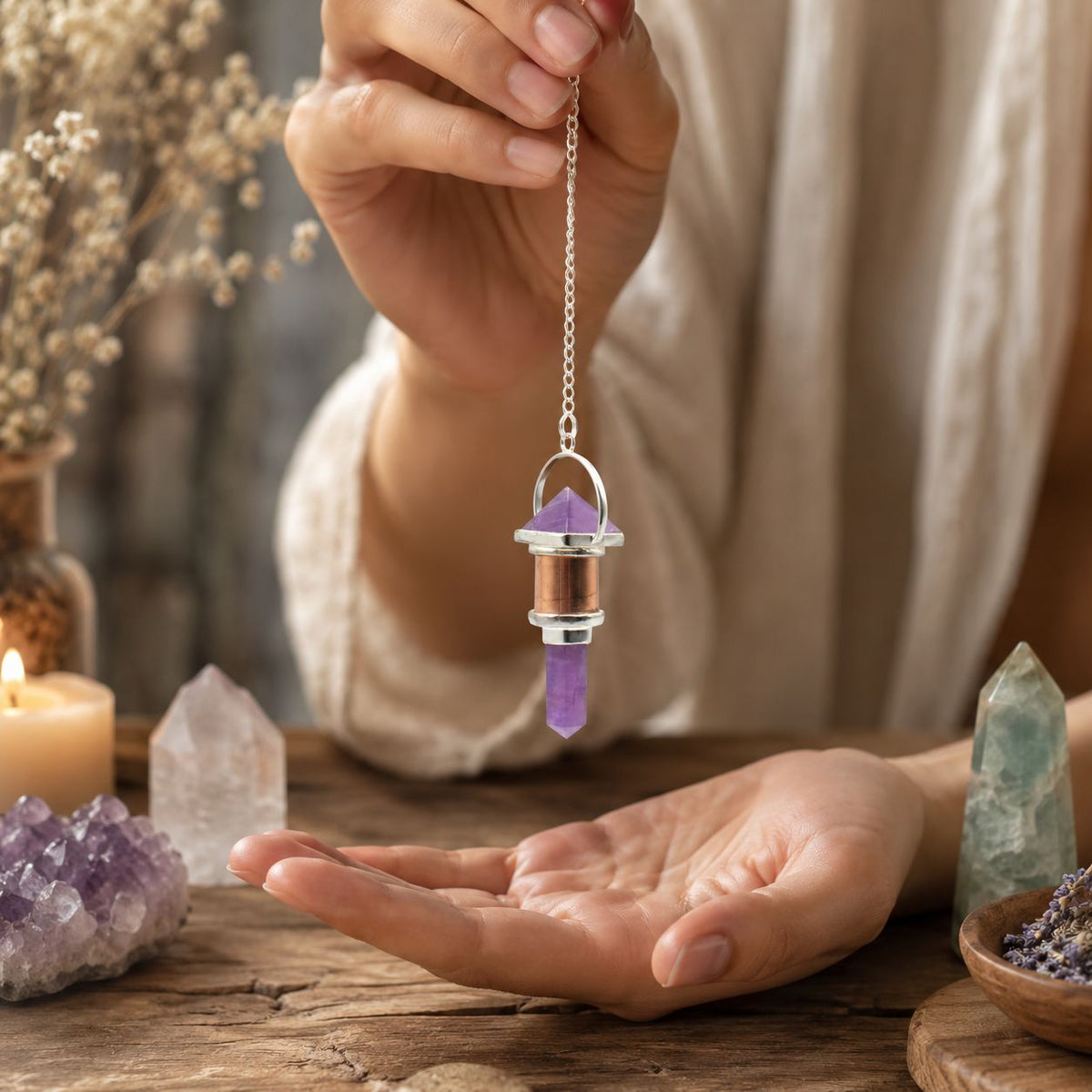 The Violet Engine- Combo Piece Copper Pendulum - Amethyst