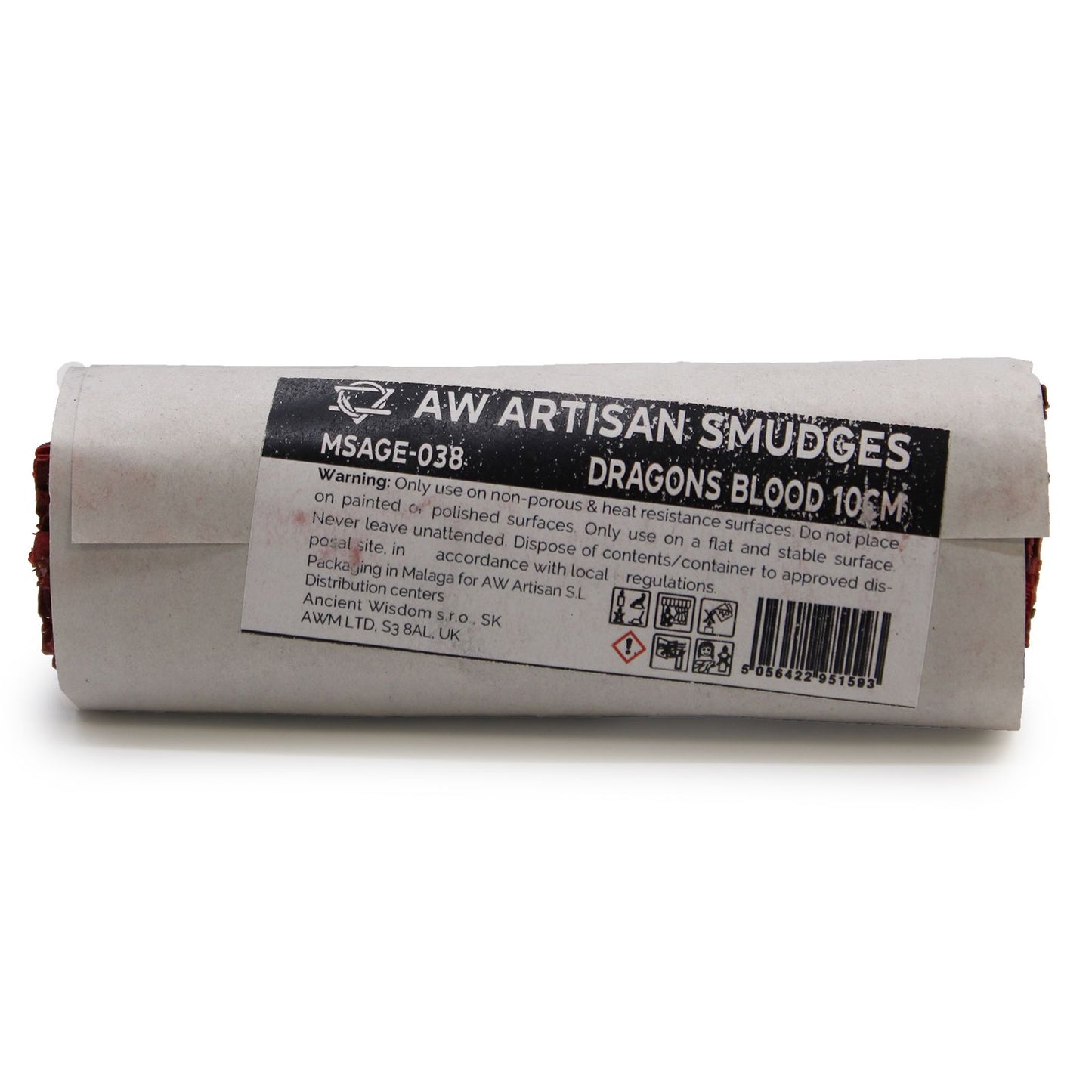 Roll of AW Artisan Smudges with Dragons Blood on a white background
