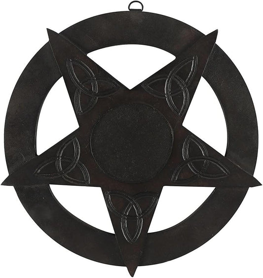 Black Wood Pentagram Wall Decor