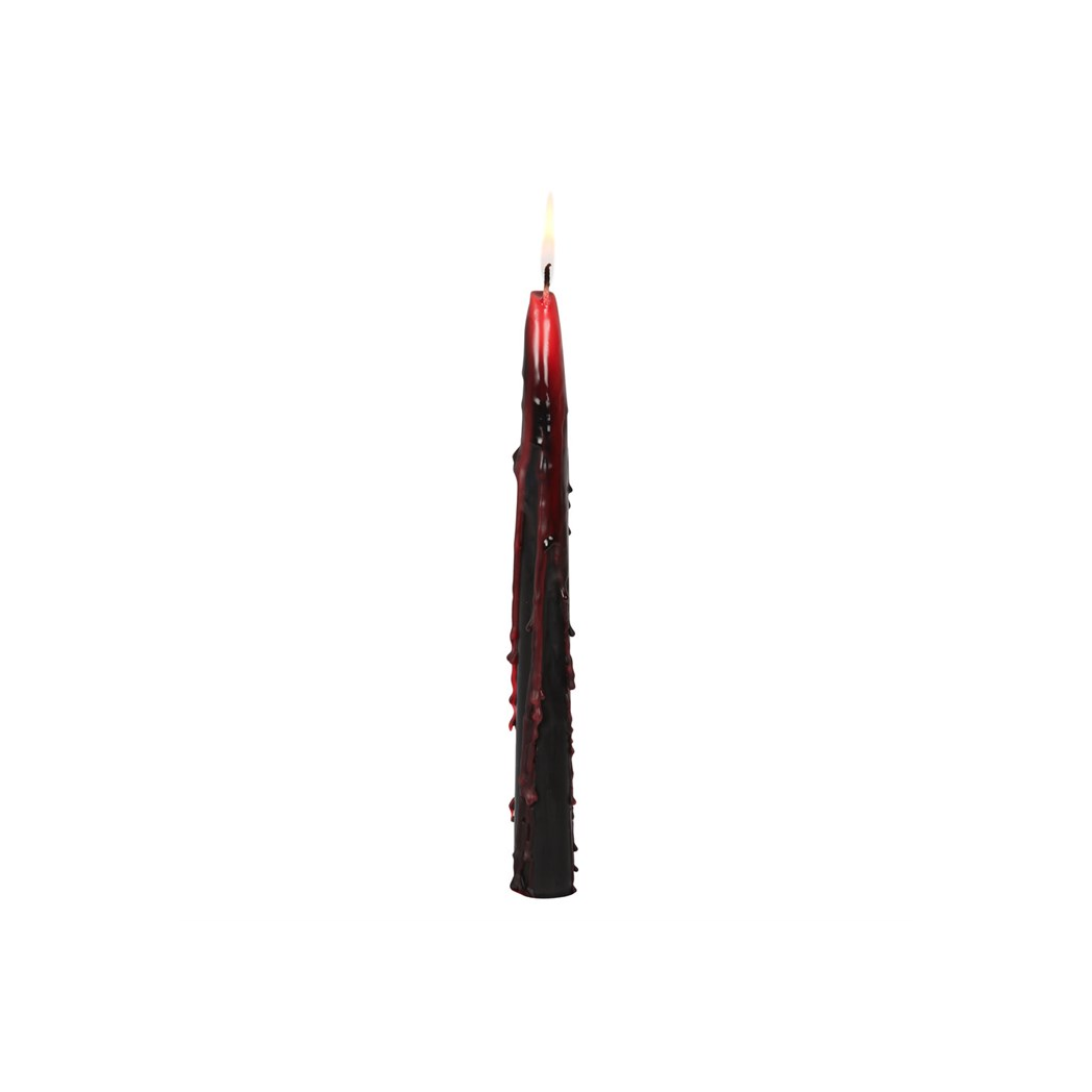 Tapered red candle on a white background