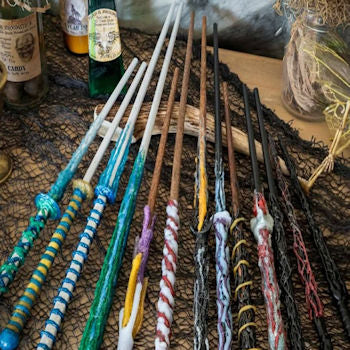 Homemade wands of various colours