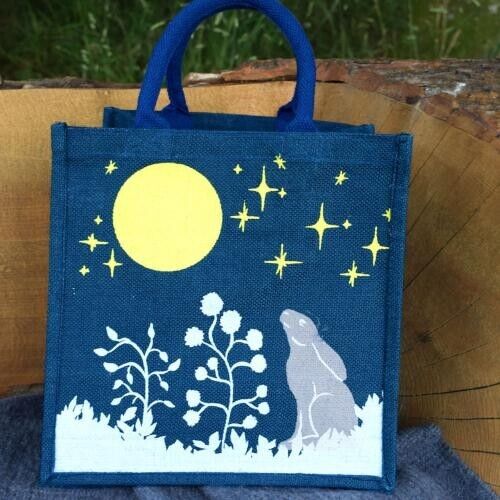 Hare and Moon Jute Bag