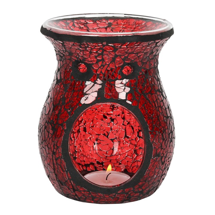 Red Crackle Glass Wax Burner