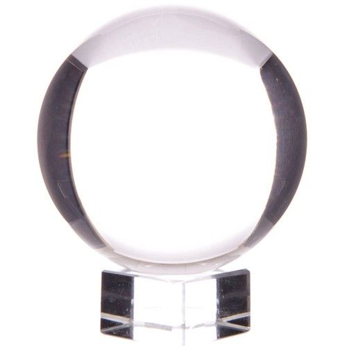 Round crystal ball on a stand with a white background