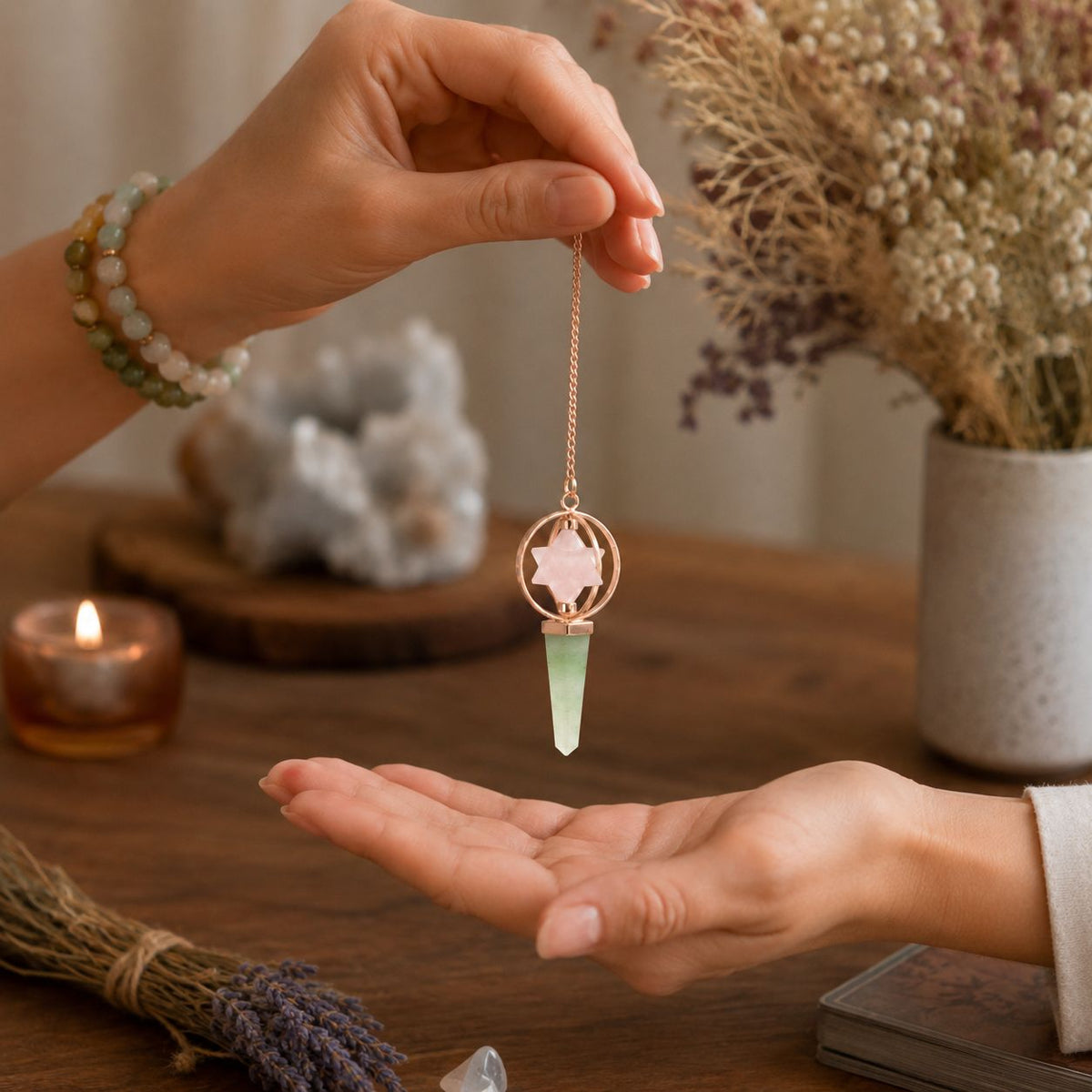 Heart Compass- Spinning Merkaba Star in Copper Pendulum
