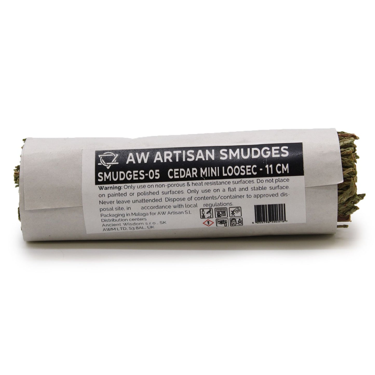 Roll of AW Artisan Smudges with Cedar Mini Loosec on a white background
