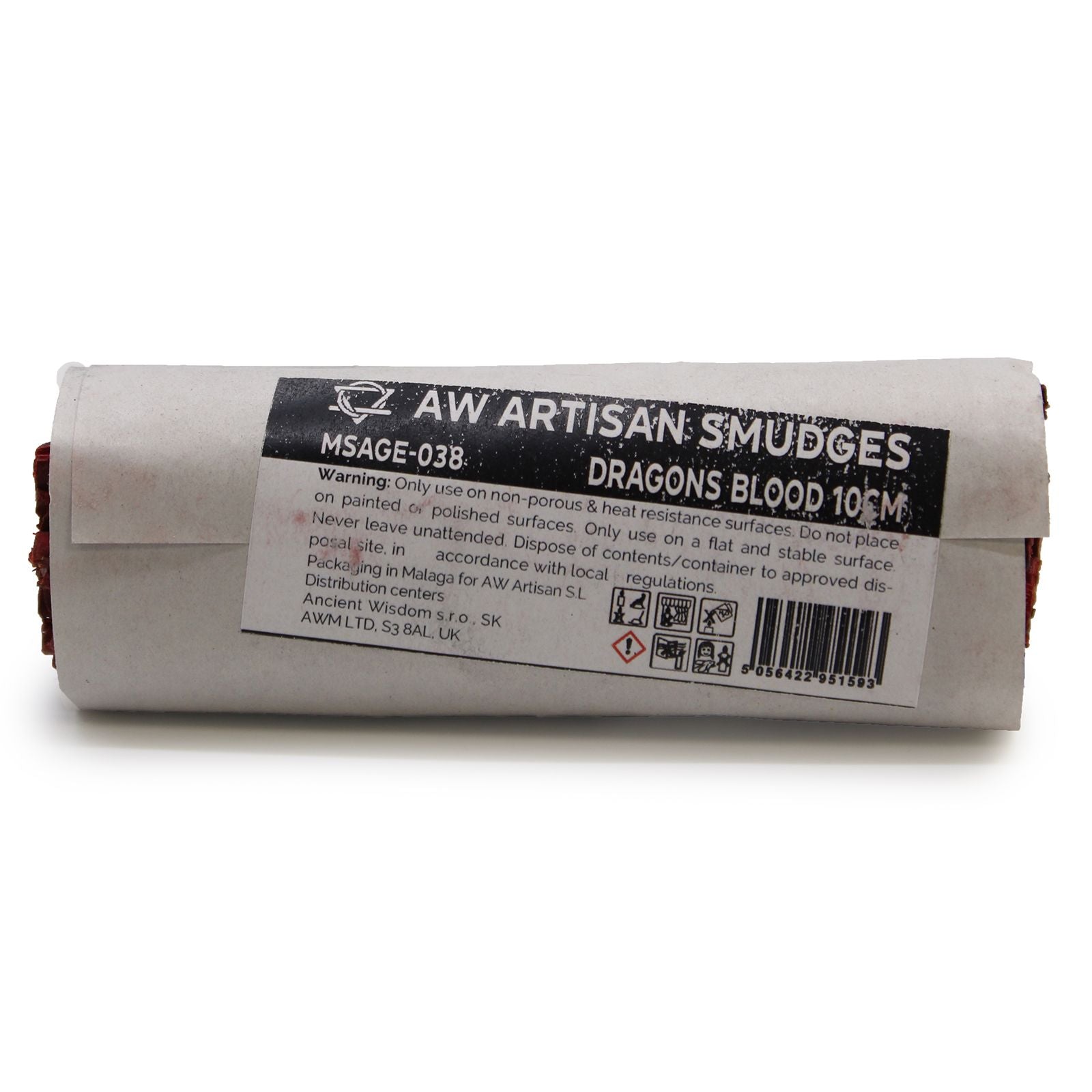 Roll of AW Artisan Smudges with Dragons Blood on a white background
