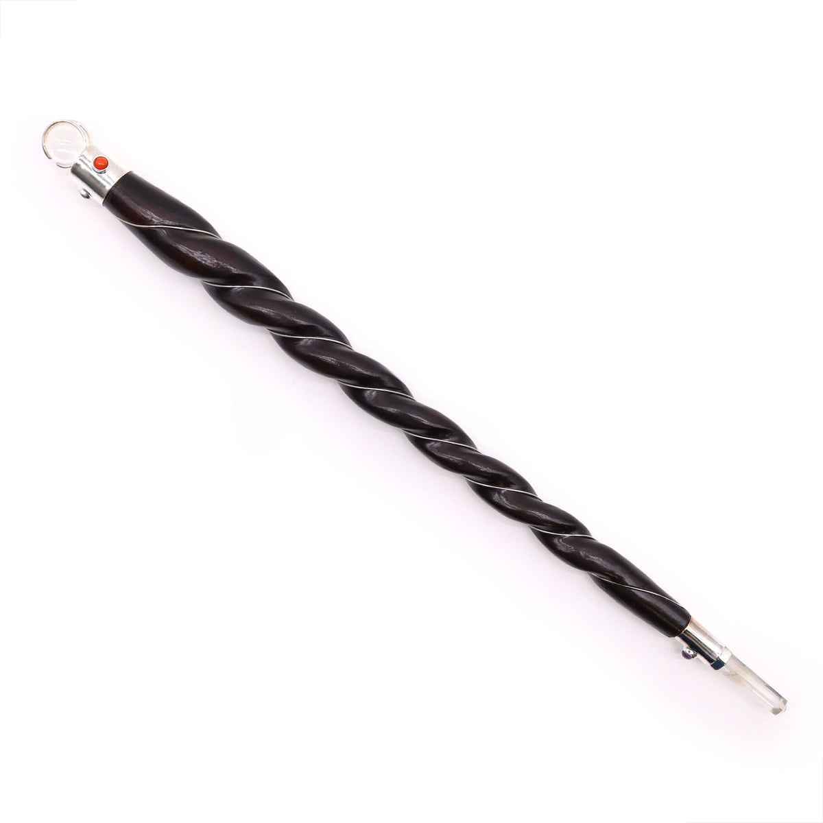 Black twisted rod on a white background