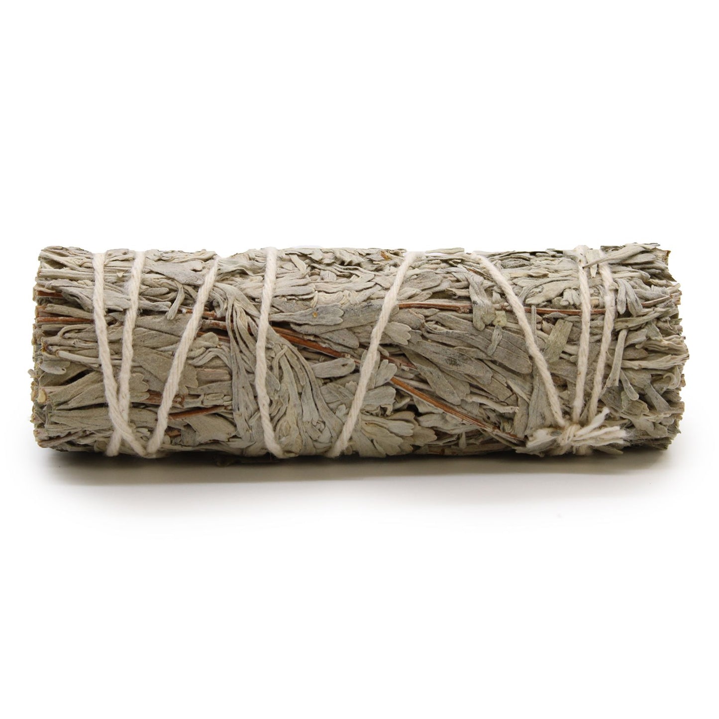 A smudge stick bundle of sage leaves tied together, traditionally used in rituals of purification and cleansing, fragranced with Blue Sage